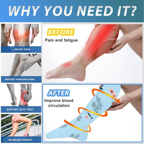 Women's Multi Color 6 Pairs Compression Socks 15-20mmhg Compression Stockings - Picture 2 of 6